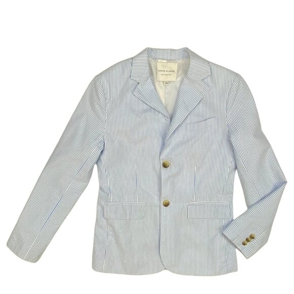 Janie And Jack Boys Striped Seersucker Blazer 14 Blue Provence Stripe Nautical - Picture 1 of 12
